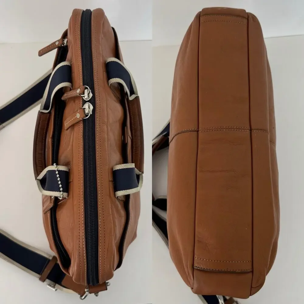 Coach Heritage Leather Briefcase Laptop Business Bag Brown Canvas Handle F70812